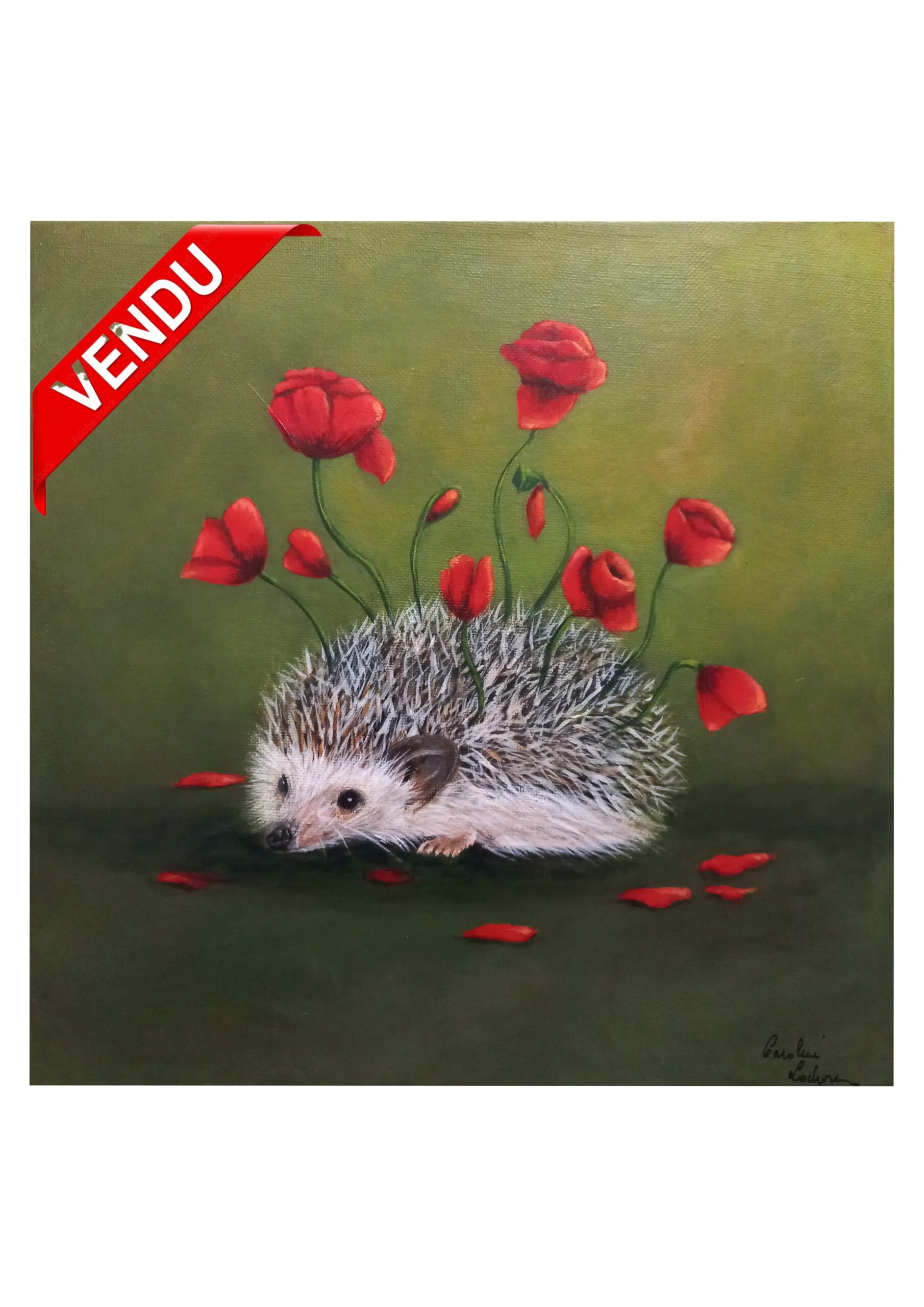 "Hérisson aux pousses de coquelicots"