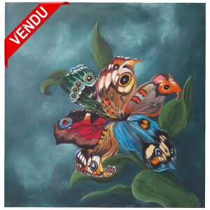 Fleur aux pétales de papillon bleu multicolore