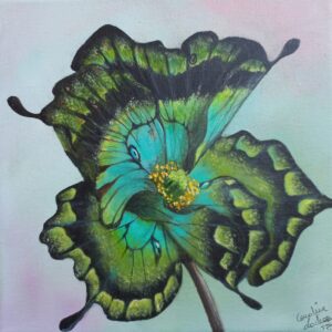 Fleur aux ailes de papillons vert