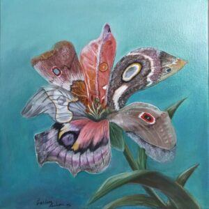 Fleurs aux ailes de papillons turquoise